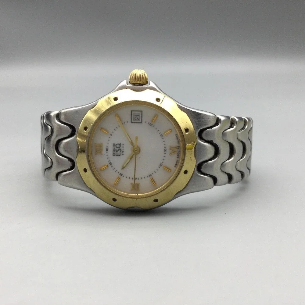 ESQ Freedom Womens Watch 25mm Two Tone Bracelet Date Stainless New Battery 5.5